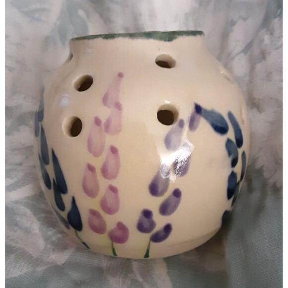 Hand crafted T. B. Pots small wildflower vase 3"X3" pottery floral vase - Picture 1 of 5